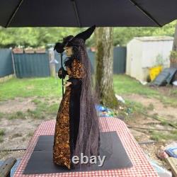 Karen Didion Witch with Crow Staff Orange and Black with Veil 36 EUC