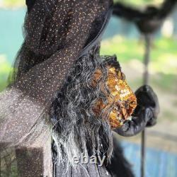 Karen Didion Witch with Crow Staff Orange and Black with Veil 36 EUC