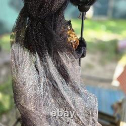 Karen Didion Witch with Crow Staff Orange and Black with Veil 36 EUC