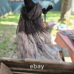 Karen Didion Witch with Crow Staff Orange and Black with Veil 36 EUC