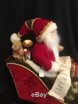 Katherine's Collection 21 Noel Santa Doll In Sleigh Display NEW