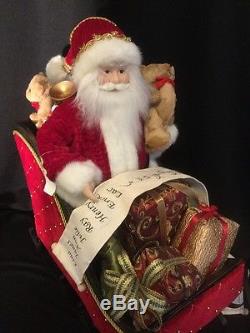 Katherine's Collection 21 Noel Santa Doll In Sleigh Display NEW
