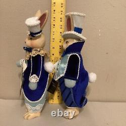 Katherine's Collection Bunny Rabbits Easter Blue Table Top Decor Mr. Mrs