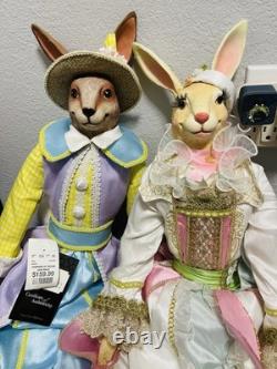 Katherine's Collection Easter Rabbit Large Rare Set NWT Luxury Decor Pair