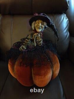 Katherine's Collection Halloween Witch On Pumpkin Rare