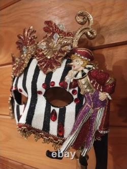 Katherine's Collection Masquerade Mask On Stick Mardi Gras Black Retired