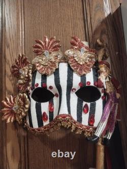 Katherine's Collection Masquerade Mask On Stick Mardi Gras Black Retired
