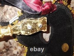 Katherine's Collection Masquerade Mask On Stick Mardi Gras Black Retired