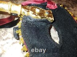 Katherine's Collection Masquerade Mask On Stick Mardi Gras Black Retired