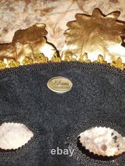 Katherine's Collection Masquerade Mask On Stick Mardi Gras Black Retired