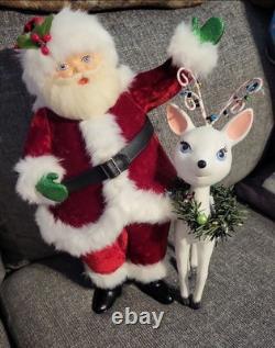 Katherine's Collection Mistletoe Santa with Reindeer Christmas Decorative Figure