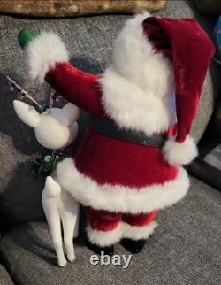 Katherine's Collection Mistletoe Santa with Reindeer Christmas Decorative Figure