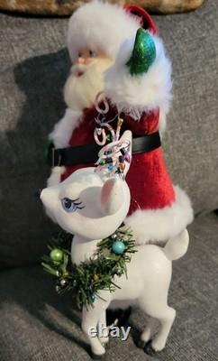Katherine's Collection Mistletoe Santa with Reindeer Christmas Decorative Figure