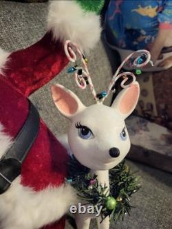 Katherine's Collection Mistletoe Santa with Reindeer Christmas Decorative Figure