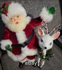Katherine's Collection Mistletoe Santa with Reindeer Christmas Decorative Figure