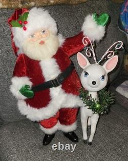 Katherine's Collection Mistletoe Santa with Reindeer Christmas Decorative Figure
