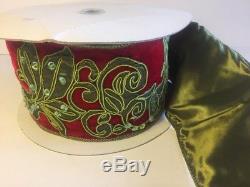 Katherine's Collection Red Velvet Green 4 x 10 Yards Christmas Ribbon NEW