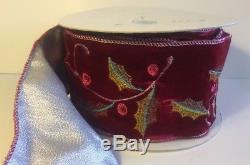 Katherine's Collection Red Velvet Silver 4 x 10 Yards Christmas Ribbon NEW