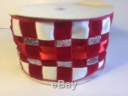 Katherine's Collection Red & White 4 x 10 Yards Cuckoo Christmas Ribbon NEW