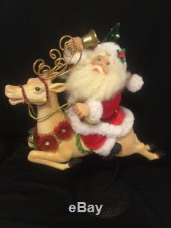 Katherine's Collection Santa Claus On Reindeer Christmas Display New