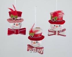 Katherine's Collection Set Of 3 Christmas Spectacular Snowman Head Ornaments New