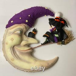Katherines Collection Halloween Hollow Witch on broomstick with Moon wall piece