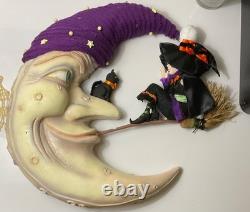 Katherines Collection Halloween Hollow Witch on broomstick with Moon wall piece