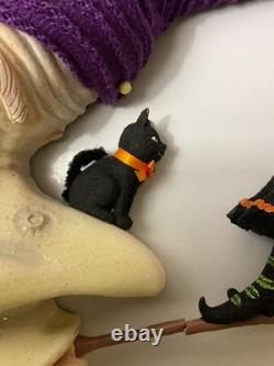 Katherines Collection Halloween Hollow Witch on broomstick with Moon wall piece