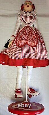 Katherines Collection Valentine Doll Queen of Hearts Mantel Shelf Sitter 32 COA