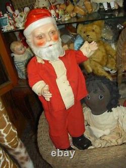 LARGE 26 antique, SANTA CLAUS stuffed canvas store display doll, 1930s vintage