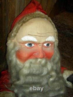 LARGE 26 antique, SANTA CLAUS stuffed canvas store display doll, 1930s vintage