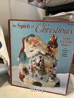 LARGE Blue Sky Clayworks The Spirit of Christmas Santa Tea Light Holder 22k Gold