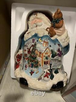 LARGE Blue Sky Clayworks The Spirit of Christmas Santa Tea Light Holder 22k Gold