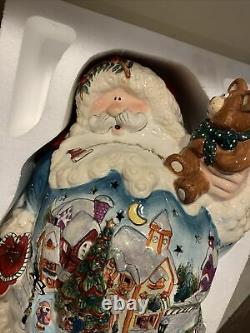 LARGE Blue Sky Clayworks The Spirit of Christmas Santa Tea Light Holder 22k Gold