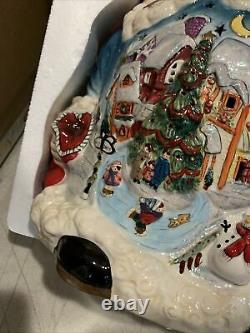 LARGE Blue Sky Clayworks The Spirit of Christmas Santa Tea Light Holder 22k Gold