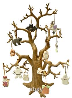 LENOX Halloween Ornaments with Tree Stand Ghost Cat Bat Pumpkin Mummy Witch 13 LENOX Halloween Ornaments with Tree Stand Ghost Cat Bat Pumpkin Mummy Witch 13