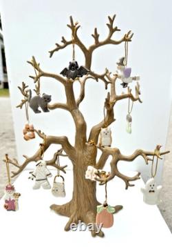 LENOX Halloween Ornaments with Tree Stand Ghost Cat Bat Pumpkin Mummy Witch 13 LENOX Halloween Ornaments with Tree Stand Ghost Cat Bat Pumpkin Mummy Witch 13