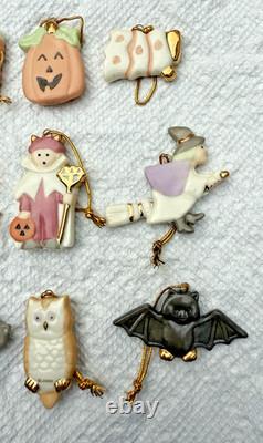 LENOX Halloween Ornaments with Tree Stand Ghost Cat Bat Pumpkin Mummy Witch 13 LENOX Halloween Ornaments with Tree Stand Ghost Cat Bat Pumpkin Mummy Witch 13