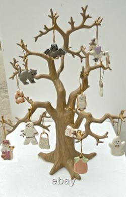 LENOX Halloween Ornaments with Tree Stand Ghost Cat Bat Pumpkin Mummy Witch 13 LENOX Halloween Ornaments with Tree Stand Ghost Cat Bat Pumpkin Mummy Witch 13