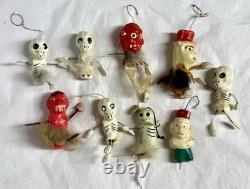 LOT-9 Vintage Halloween-Composition Skeletons & Devils-Spring Arms & Legs-Japan LOT-9 Vintage Halloween-Composition Skeletons & Devils-Spring Arms & Legs-Japan