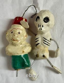 LOT-9 Vintage Halloween-Composition Skeletons & Devils-Spring Arms & Legs-Japan LOT-9 Vintage Halloween-Composition Skeletons & Devils-Spring Arms & Legs-Japan