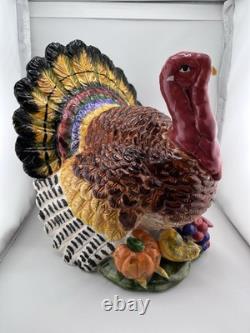 Large Ceramic Turkey Centerpiece Harvest Fruit Base Fall/Thanksgiving Décor