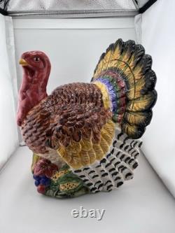Large Ceramic Turkey Centerpiece Harvest Fruit Base Fall/Thanksgiving Décor