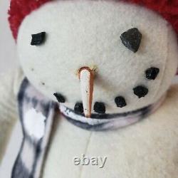 Large Cody Foster ESC Primitive Felt Snowman 18 inch Folk Art Flaws