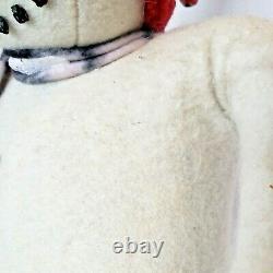 Large Cody Foster ESC Primitive Felt Snowman 18 inch Folk Art Flaws