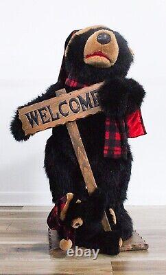 Large DAN DEE Holiday Christmas Black Bear & Cub Holding Welcome Sign Display