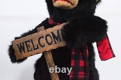 Large DAN DEE Holiday Christmas Black Bear & Cub Holding Welcome Sign Display