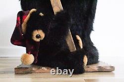 Large DAN DEE Holiday Christmas Black Bear & Cub Holding Welcome Sign Display