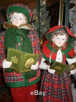 Large Deluxe Victorian Caroler Set Christmas Display 4 Pieces 40 Inches Tall
