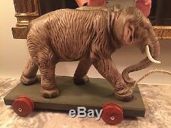 Large Marolin Paper Mache Elephant Vintage Style Pull Toy Germany Christmas